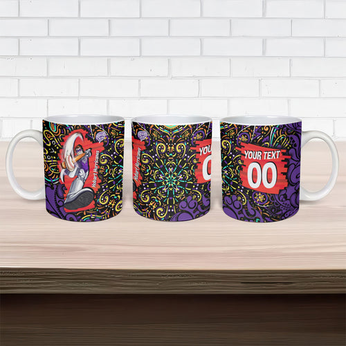 Personalized Hobart Hurricanes Cricket Ceramic Mug Hippie Psychedelic Pattern Vibrant Mandala Art Style