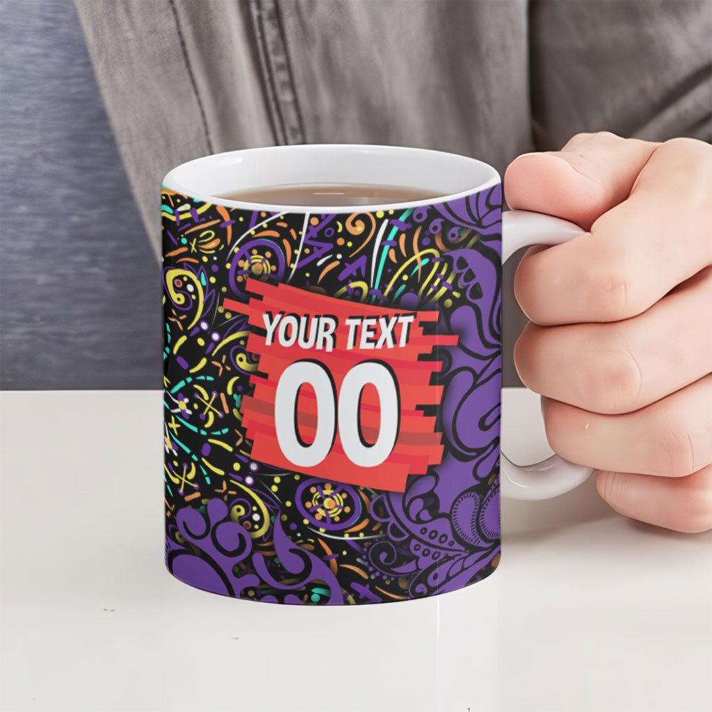 Personalized Hobart Hurricanes Cricket Ceramic Mug Hippie Psychedelic Pattern Vibrant Mandala Art Style