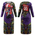 Personalized Hobart Hurricanes Cricket Couples Matching Long Sleeve Bodycon Dress and Long Sleeve Button Shirt Hippie Psychedelic Pattern Vibrant Mandala Art Style