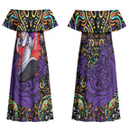 Personalized Hobart Hurricanes Cricket Couples Matching Off Shoulder Maxi Dress and Hawaiian Shirt Hippie Psychedelic Pattern Vibrant Mandala Art Style