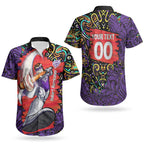 Personalized Hobart Hurricanes Cricket Couples Matching Off The Shoulder Long Sleeve Dress and Hawaiian Shirt Hippie Psychedelic Pattern Vibrant Mandala Art Style