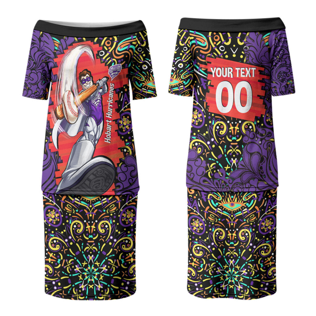 Personalized Hobart Hurricanes Cricket Couples Matching Puletasi and Hawaiian Shirt Hippie Psychedelic Pattern Vibrant Mandala Art Style