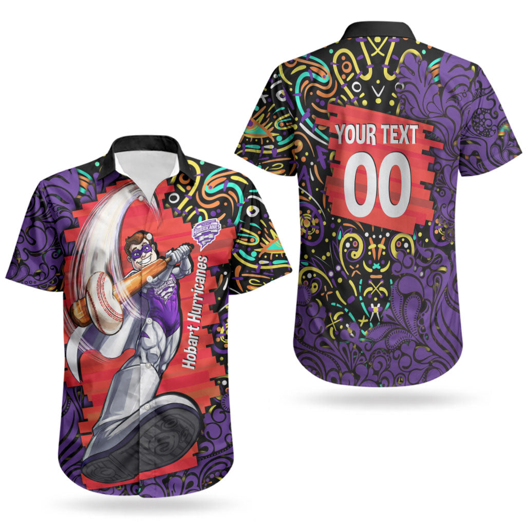 Personalized Hobart Hurricanes Cricket Couples Matching Short Sleeve Bodycon Dress and Hawaiian Shirt Hippie Psychedelic Pattern Vibrant Mandala Art Style