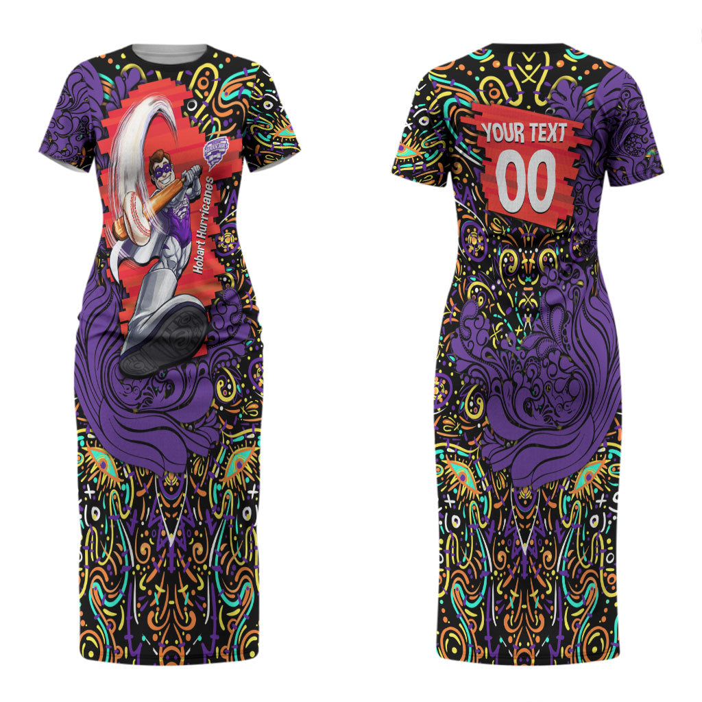 Personalized Hobart Hurricanes Cricket Couples Matching Short Sleeve Bodycon Dress and Long Sleeve Button Shirt Hippie Psychedelic Pattern Vibrant Mandala Art Style