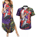Personalized Hobart Hurricanes Cricket Couples Matching Summer Maxi Dress and Hawaiian Shirt Hippie Psychedelic Pattern Vibrant Mandala Art Style