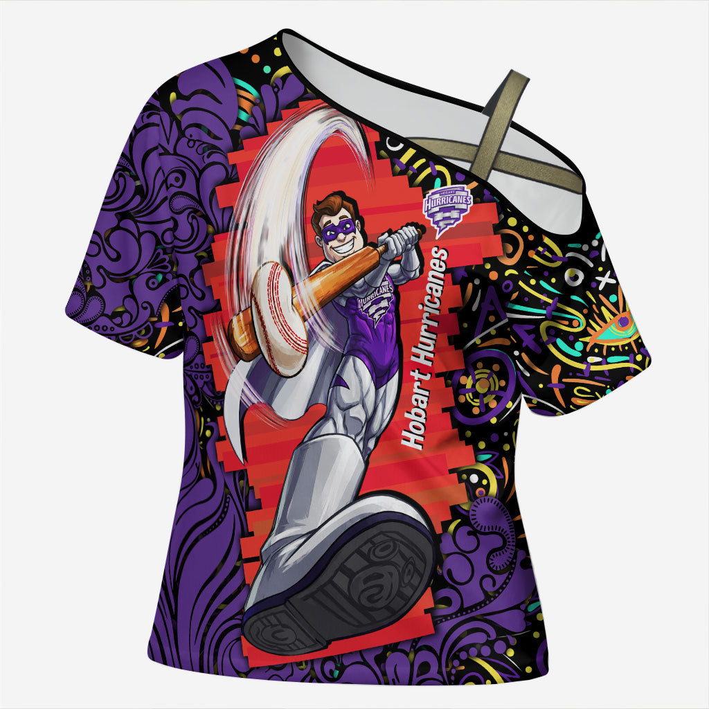 Personalized Hobart Hurricanes Cricket Cross Shoulder Shirt Hippie Psychedelic Pattern Vibrant Mandala Art Style