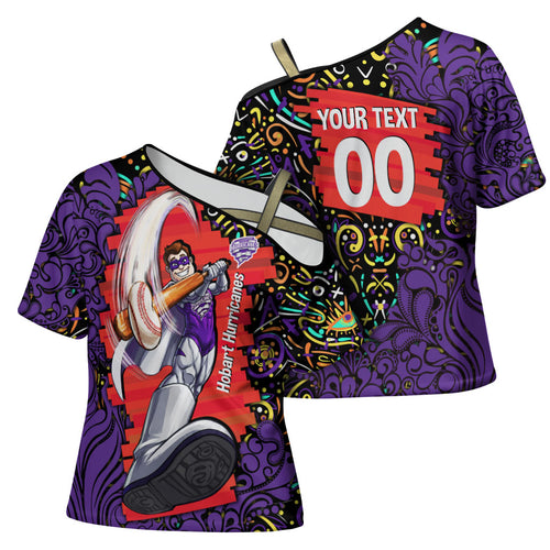 Personalized Hobart Hurricanes Cricket Cross Shoulder Shirt Hippie Psychedelic Pattern Vibrant Mandala Art Style