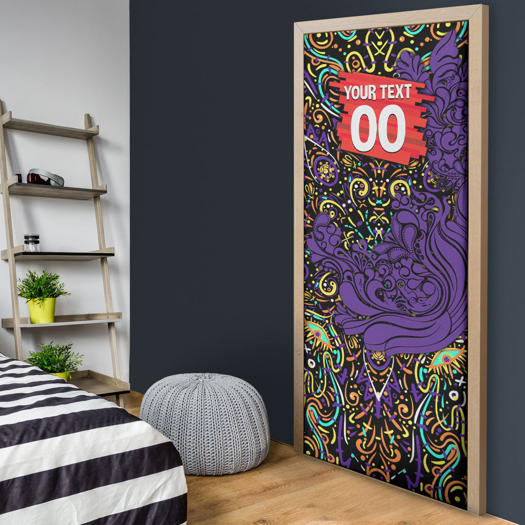 Personalized Hobart Hurricanes Cricket Door Cover Hippie Psychedelic Pattern Vibrant Mandala Art Style