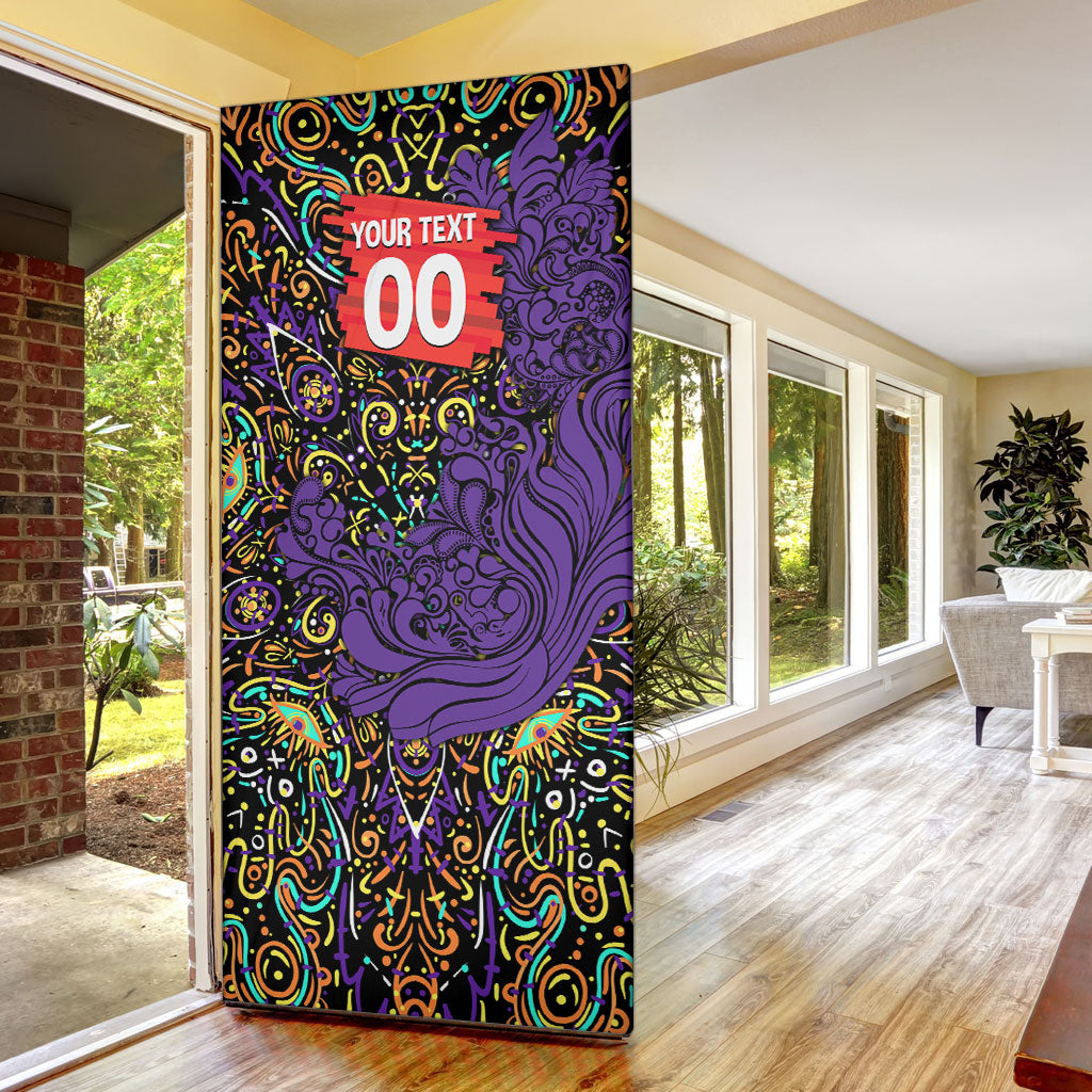 Personalized Hobart Hurricanes Cricket Door Cover Hippie Psychedelic Pattern Vibrant Mandala Art Style