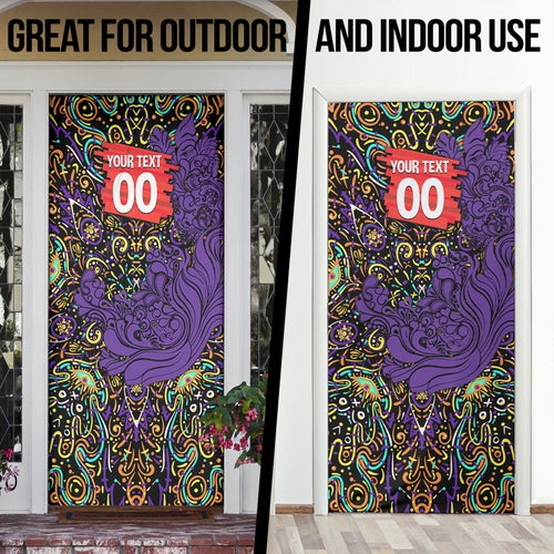 Personalized Hobart Hurricanes Cricket Door Cover Hippie Psychedelic Pattern Vibrant Mandala Art Style