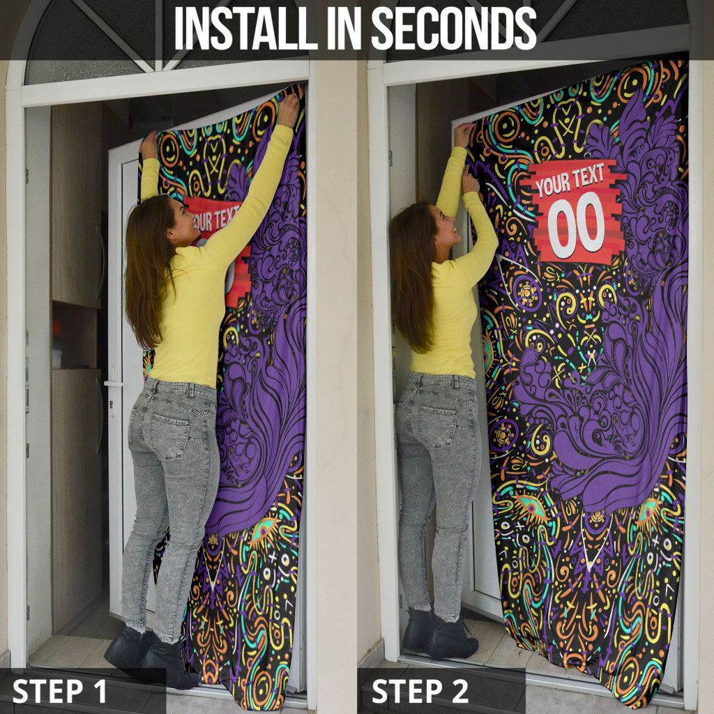 Personalized Hobart Hurricanes Cricket Door Cover Hippie Psychedelic Pattern Vibrant Mandala Art Style