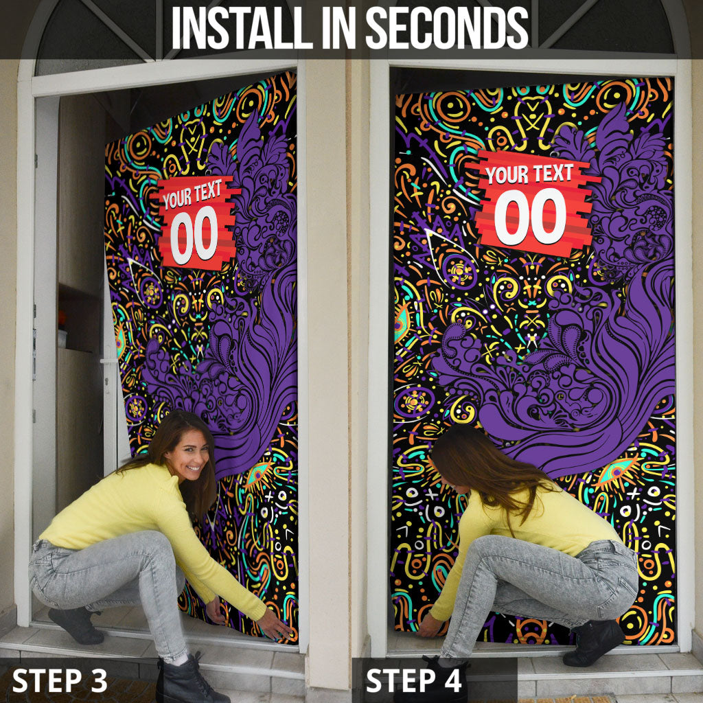 Personalized Hobart Hurricanes Cricket Door Cover Hippie Psychedelic Pattern Vibrant Mandala Art Style