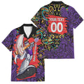 Personalized Hobart Hurricanes Cricket Family Matching Long Sleeve Bodycon Dress and Hawaiian Shirt Hippie Psychedelic Pattern Vibrant Mandala Art Style