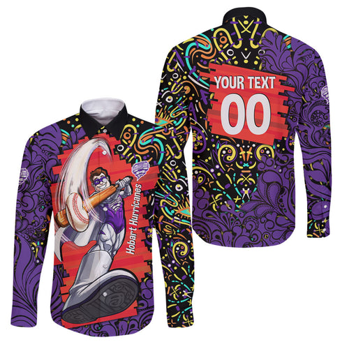 Personalized Hobart Hurricanes Cricket Family Matching Short Sleeve Bodycon Dress and Hawaiian Shirt Hippie Psychedelic Pattern Vibrant Mandala Art Style