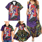 Personalized Hobart Hurricanes Cricket Family Matching Summer Maxi Dress and Hawaiian Shirt Hippie Psychedelic Pattern Vibrant Mandala Art Style