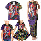Personalized Hobart Hurricanes Cricket Family Matching Tank Maxi Dress and Hawaiian Shirt Hippie Psychedelic Pattern Vibrant Mandala Art Style