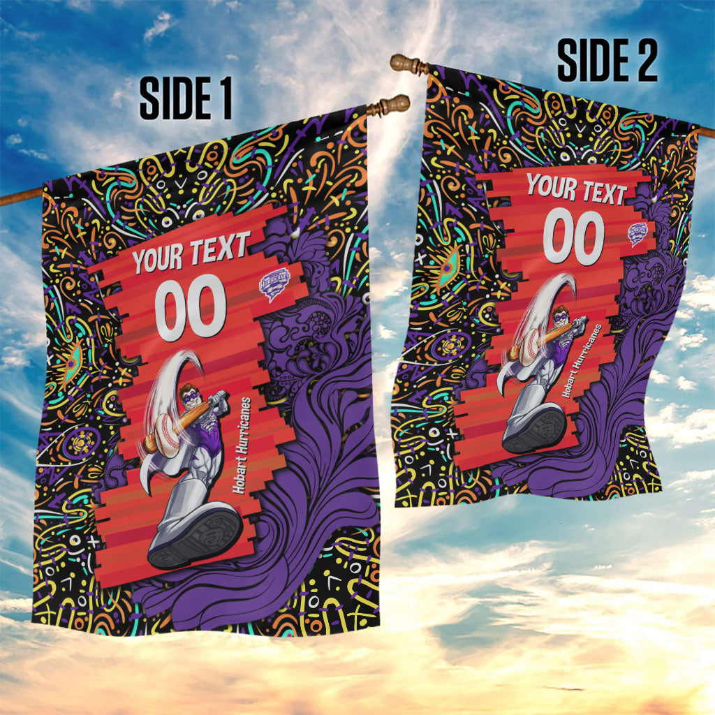 Personalized Hobart Hurricanes Cricket Garden Flag Hippie Psychedelic Pattern Vibrant Mandala Art Style
