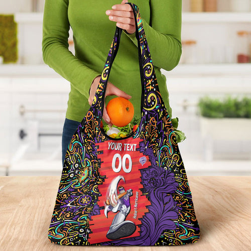 Personalized Hobart Hurricanes Cricket Grocery Bag Hippie Psychedelic Pattern Vibrant Mandala Art Style