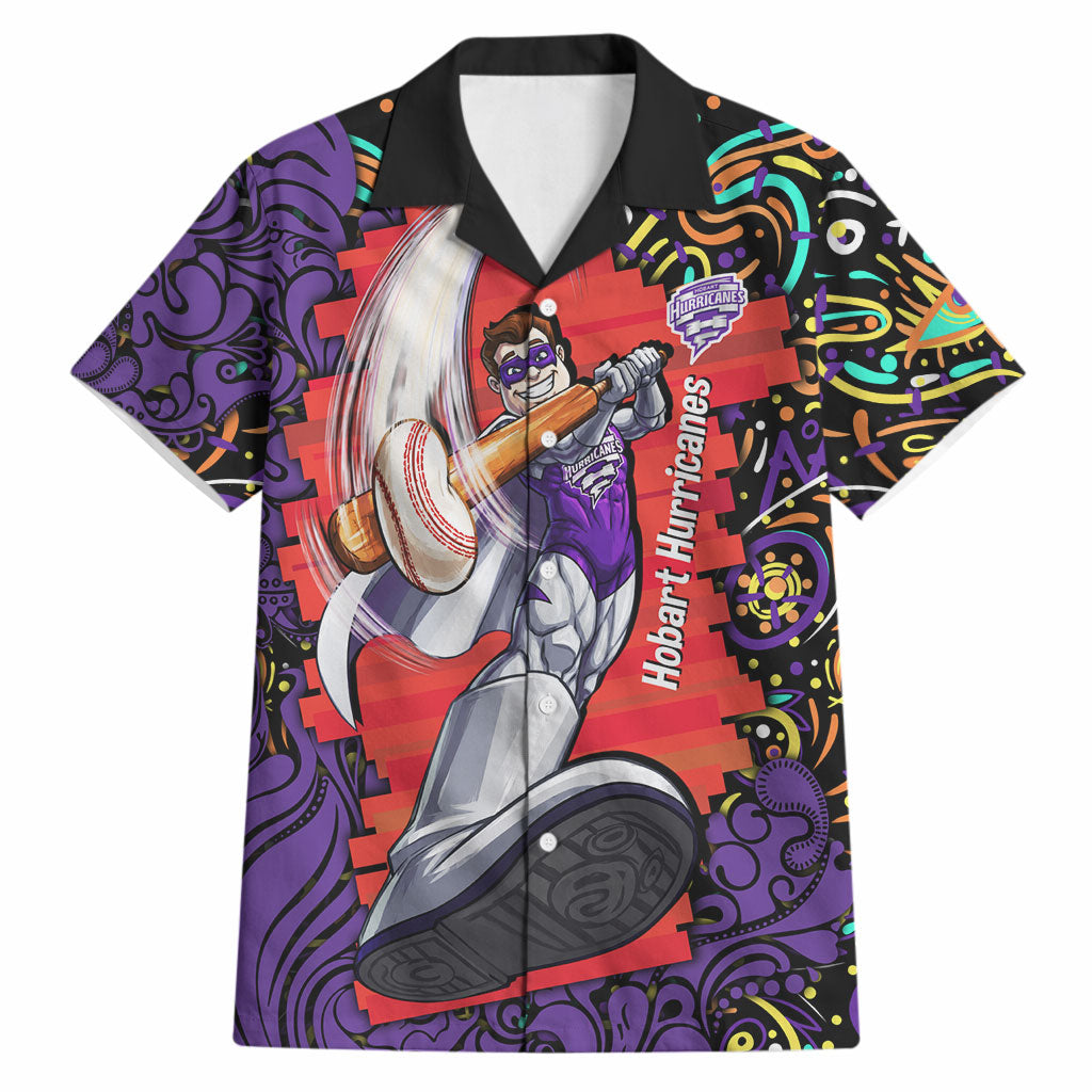 Personalized Hobart Hurricanes Cricket Hawaiian Shirt Hippie Psychedelic Pattern Vibrant Mandala Art Style