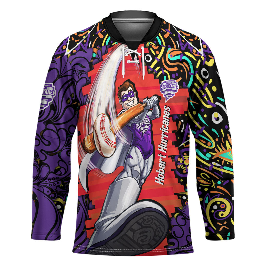 Personalized Hobart Hurricanes Cricket Hockey Jersey Hippie Psychedelic Pattern Vibrant Mandala Art Style