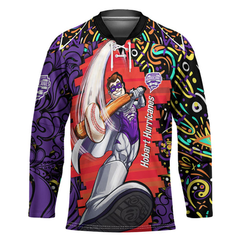Personalized Hobart Hurricanes Cricket Hockey Jersey Hippie Psychedelic Pattern Vibrant Mandala Art Style