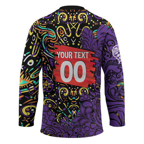 Personalized Hobart Hurricanes Cricket Hockey Jersey Hippie Psychedelic Pattern Vibrant Mandala Art Style