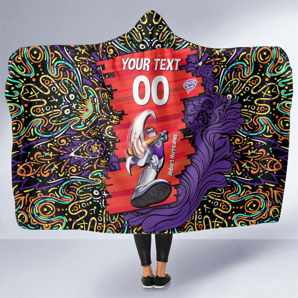 Personalized Hobart Hurricanes Cricket Hooded Blanket Hippie Psychedelic Pattern Vibrant Mandala Art Style