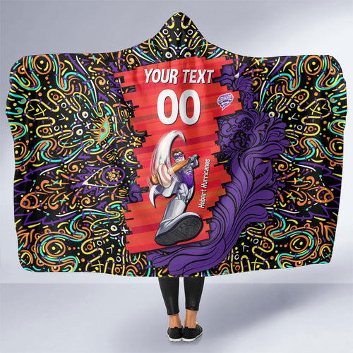 Personalized Hobart Hurricanes Cricket Hooded Blanket Hippie Psychedelic Pattern Vibrant Mandala Art Style