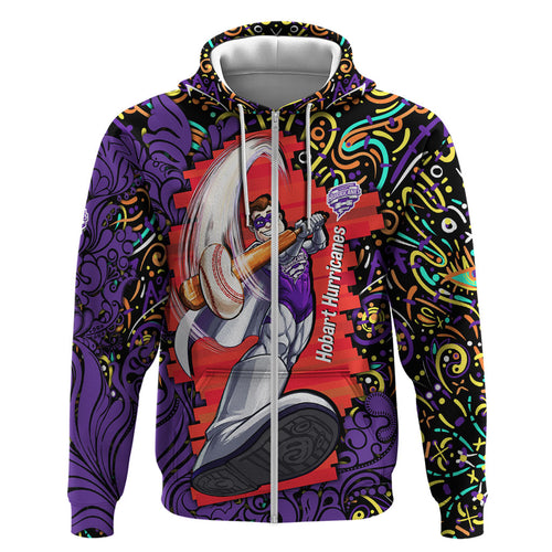 Personalized Hobart Hurricanes Cricket Hoodie Hippie Psychedelic Pattern Vibrant Mandala Art Style