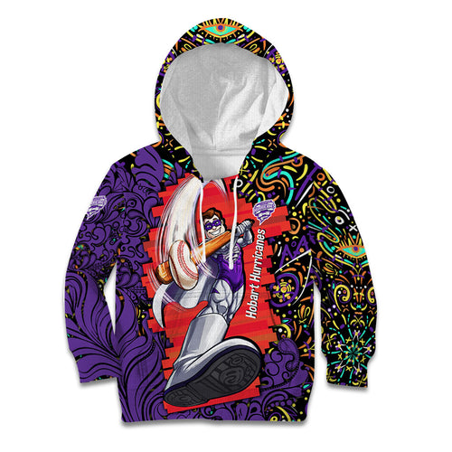 Personalized Hobart Hurricanes Cricket Kid Hoodie Hippie Psychedelic Pattern Vibrant Mandala Art Style
