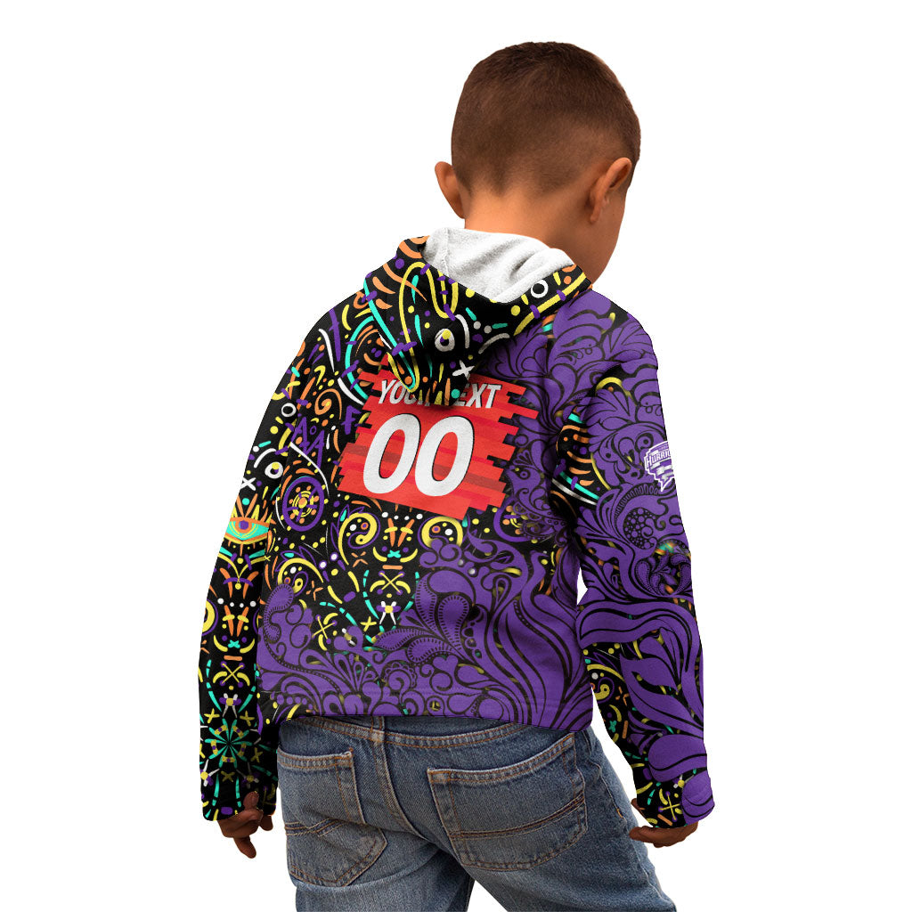 Personalized Hobart Hurricanes Cricket Kid Hoodie Hippie Psychedelic Pattern Vibrant Mandala Art Style