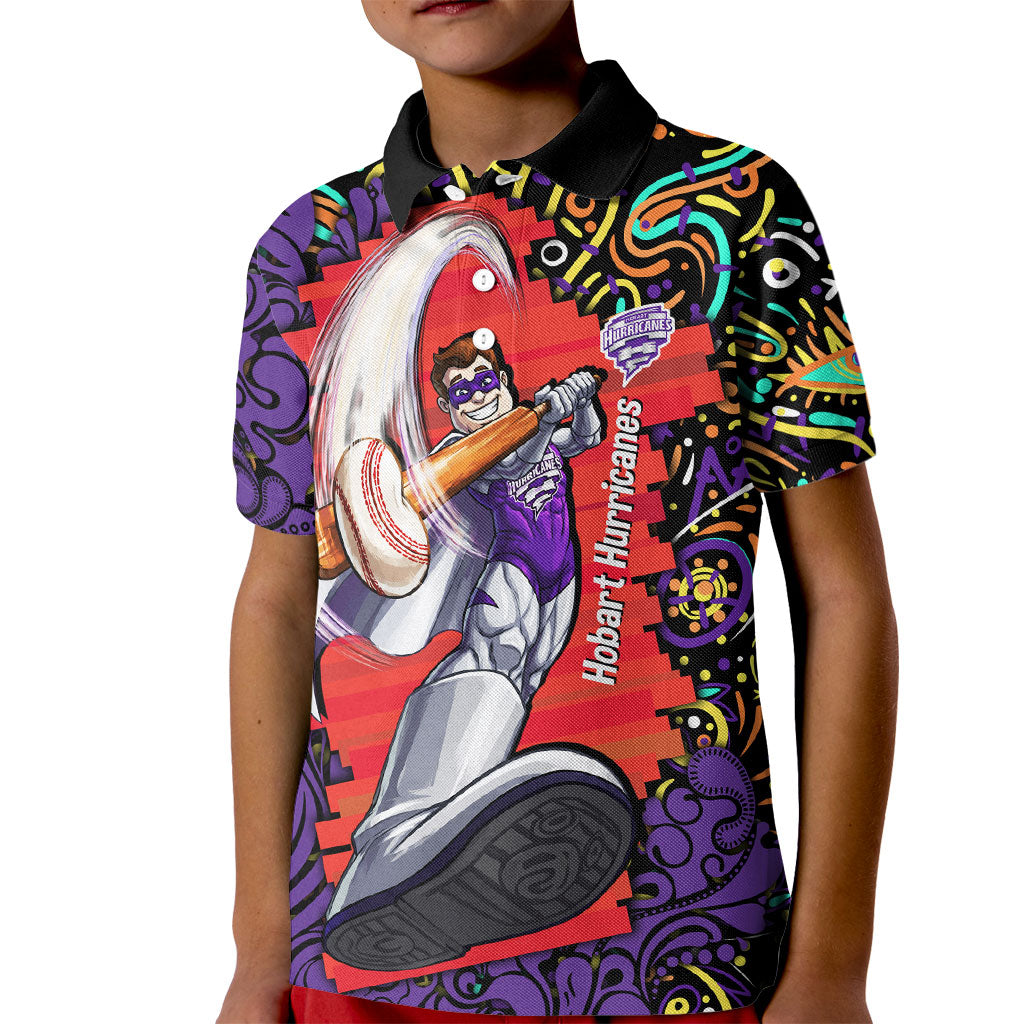 Personalized Hobart Hurricanes Cricket Kid Polo Shirt Hippie Psychedelic Pattern Vibrant Mandala Art Style