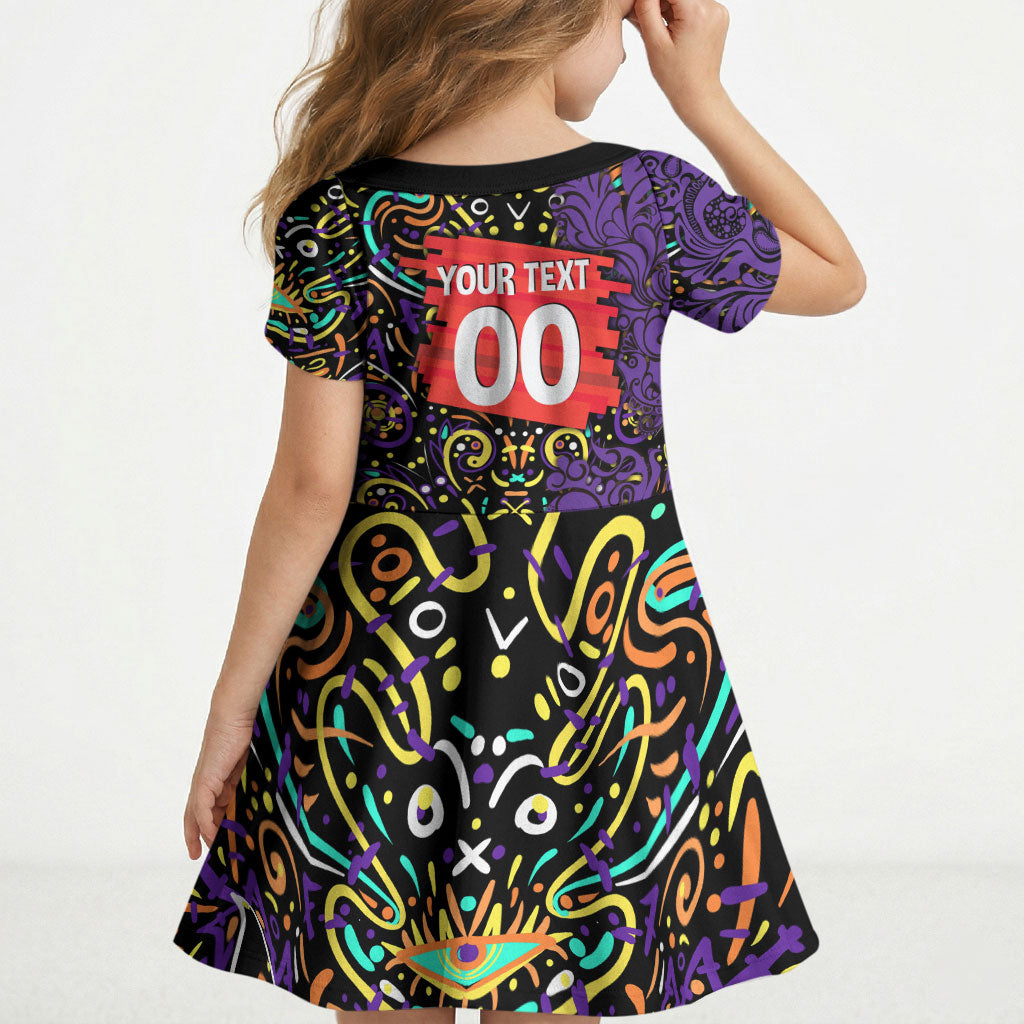 Personalized Hobart Hurricanes Cricket Kid Short Sleeve Dress Hippie Psychedelic Pattern Vibrant Mandala Art Style
