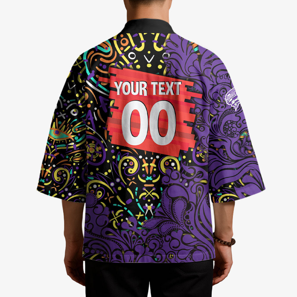 Personalized Hobart Hurricanes Cricket Kimono Hippie Psychedelic Pattern Vibrant Mandala Art Style