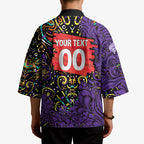 Personalized Hobart Hurricanes Cricket Kimono Hippie Psychedelic Pattern Vibrant Mandala Art Style