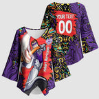 Personalized Hobart Hurricanes Cricket Kimono Sleeve Blouse Hippie Psychedelic Pattern Vibrant Mandala Art Style