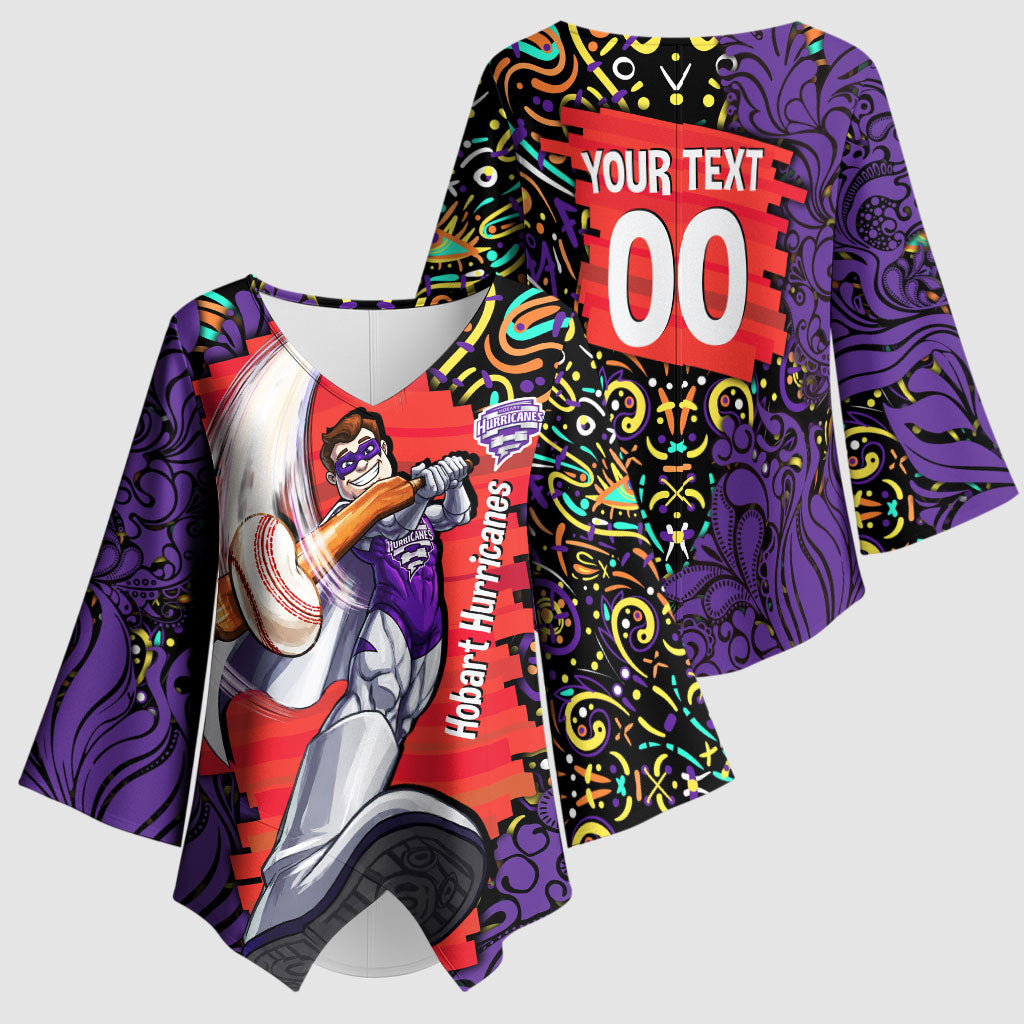 Personalized Hobart Hurricanes Cricket Kimono Sleeve Blouse Hippie Psychedelic Pattern Vibrant Mandala Art Style
