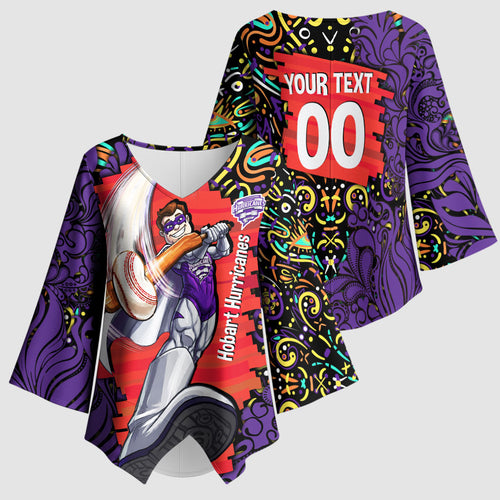 Personalized Hobart Hurricanes Cricket Kimono Sleeve Blouse Hippie Psychedelic Pattern Vibrant Mandala Art Style