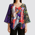 Personalized Hobart Hurricanes Cricket Kimono Sleeve Blouse Hippie Psychedelic Pattern Vibrant Mandala Art Style