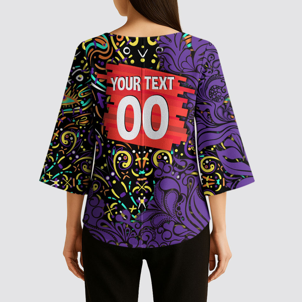 Personalized Hobart Hurricanes Cricket Kimono Sleeve Blouse Hippie Psychedelic Pattern Vibrant Mandala Art Style
