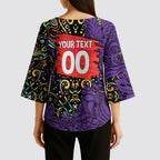 Personalized Hobart Hurricanes Cricket Kimono Sleeve Blouse Hippie Psychedelic Pattern Vibrant Mandala Art Style