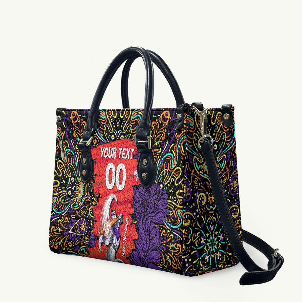 Personalized Hobart Hurricanes Cricket Leather Bag Hippie Psychedelic Pattern Vibrant Mandala Art Style
