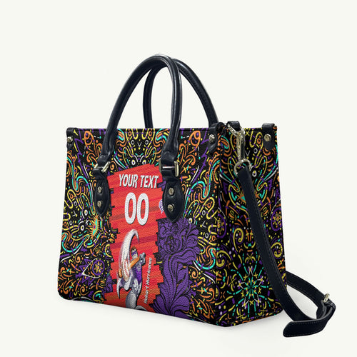 Personalized Hobart Hurricanes Cricket Leather Bag Hippie Psychedelic Pattern Vibrant Mandala Art Style