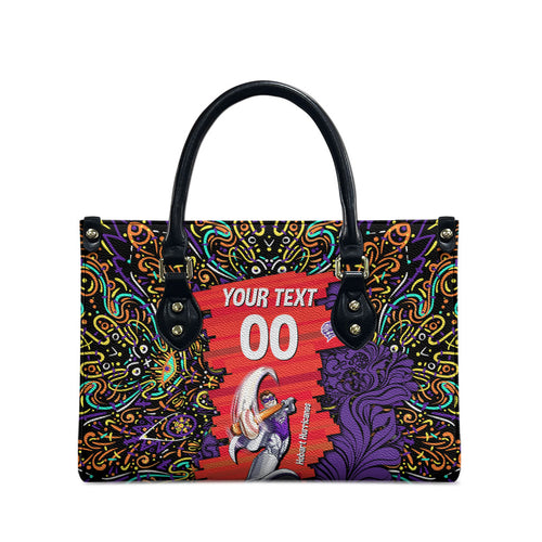 Personalized Hobart Hurricanes Cricket Leather Bag Hippie Psychedelic Pattern Vibrant Mandala Art Style