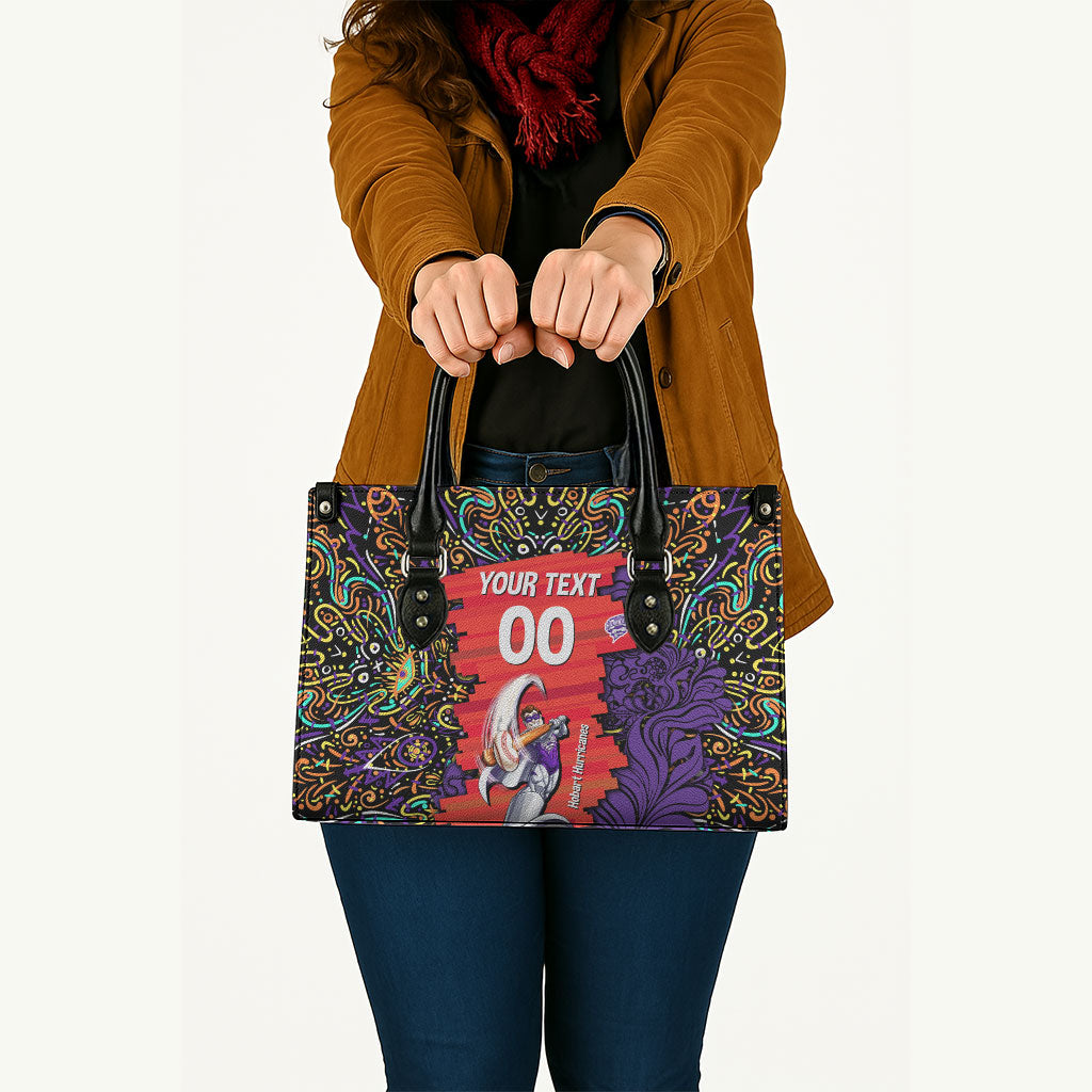 Personalized Hobart Hurricanes Cricket Leather Bag Hippie Psychedelic Pattern Vibrant Mandala Art Style