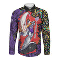 Personalized Hobart Hurricanes Cricket Long Sleeve Button Shirt Hippie Psychedelic Pattern Vibrant Mandala Art Style