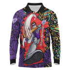 Personalized Hobart Hurricanes Cricket Long Sleeve Polo Shirt Hippie Psychedelic Pattern Vibrant Mandala Art Style