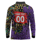 Personalized Hobart Hurricanes Cricket Long Sleeve Polo Shirt Hippie Psychedelic Pattern Vibrant Mandala Art Style