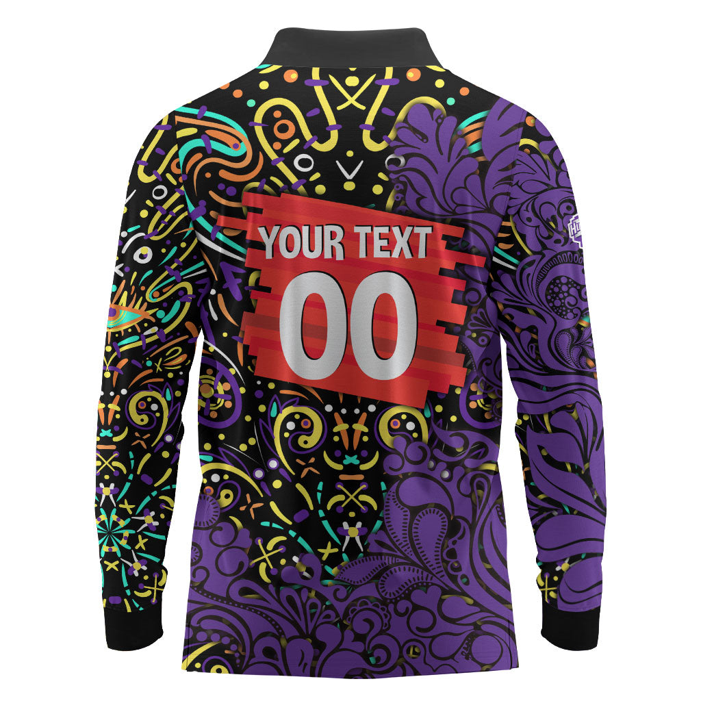 Personalized Hobart Hurricanes Cricket Long Sleeve Polo Shirt Hippie Psychedelic Pattern Vibrant Mandala Art Style