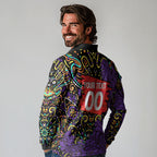 Personalized Hobart Hurricanes Cricket Long Sleeve Polo Shirt Hippie Psychedelic Pattern Vibrant Mandala Art Style